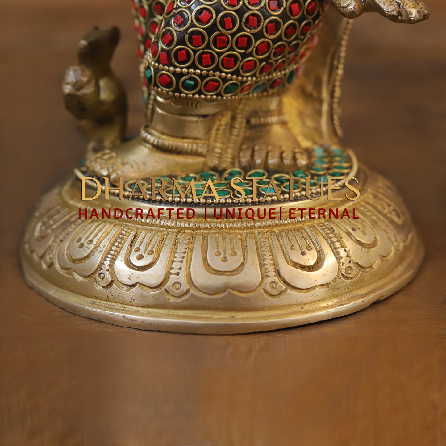 Brass Baby Ganesh standing, Golden & Stonework, 9"