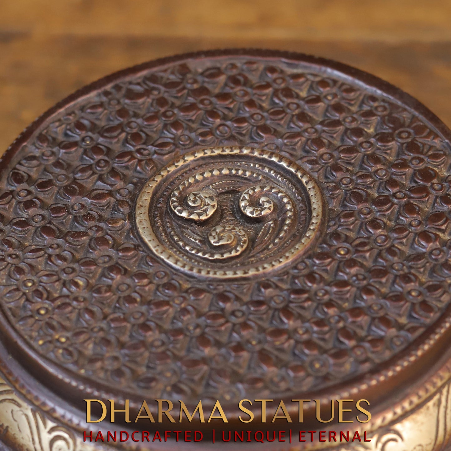Brass Round Chowki For Temple, copper Finish 3"