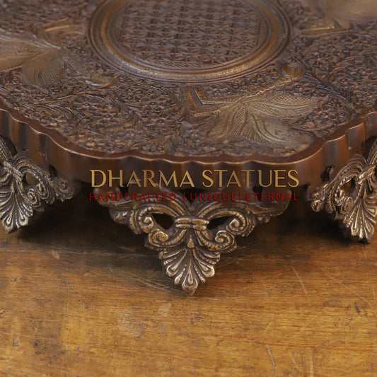 Brass Pooja Chowki, Fine Copper Finish 3.5"