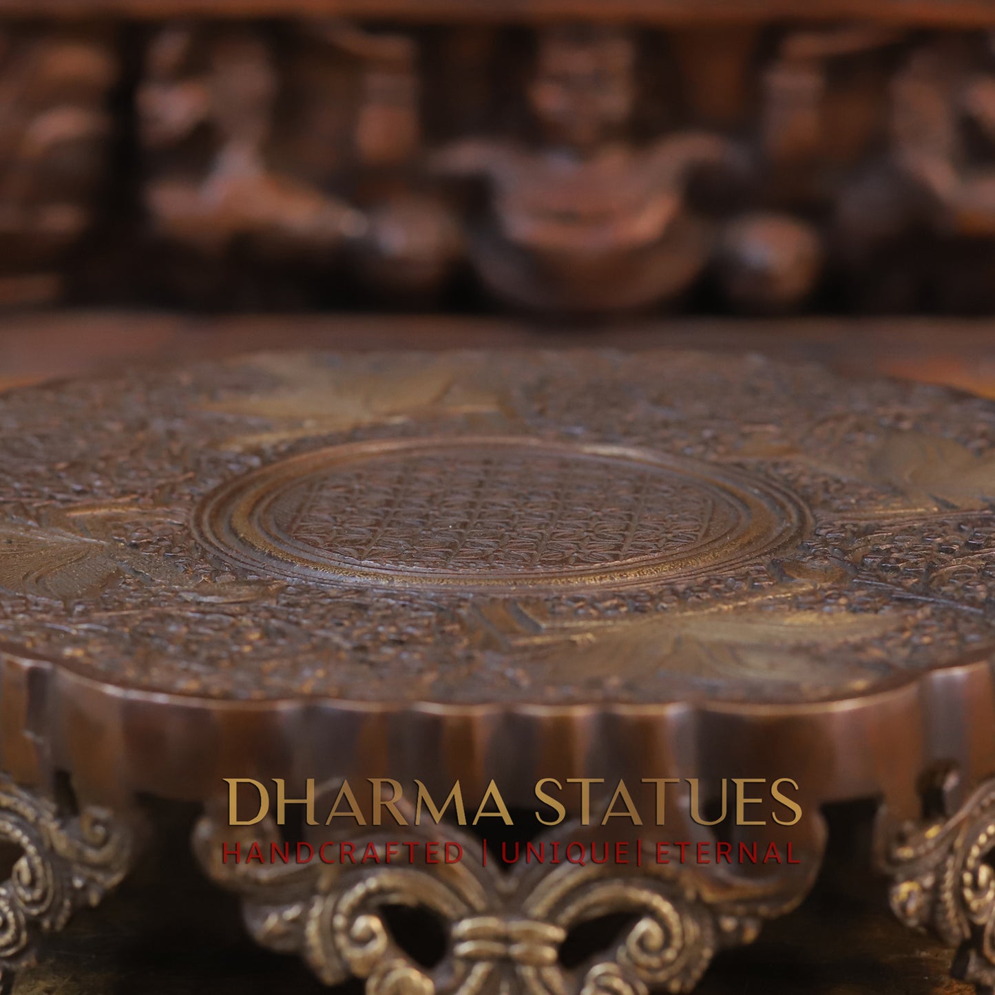 Brass Pooja Chowki, Fine Copper Finish 3.5"