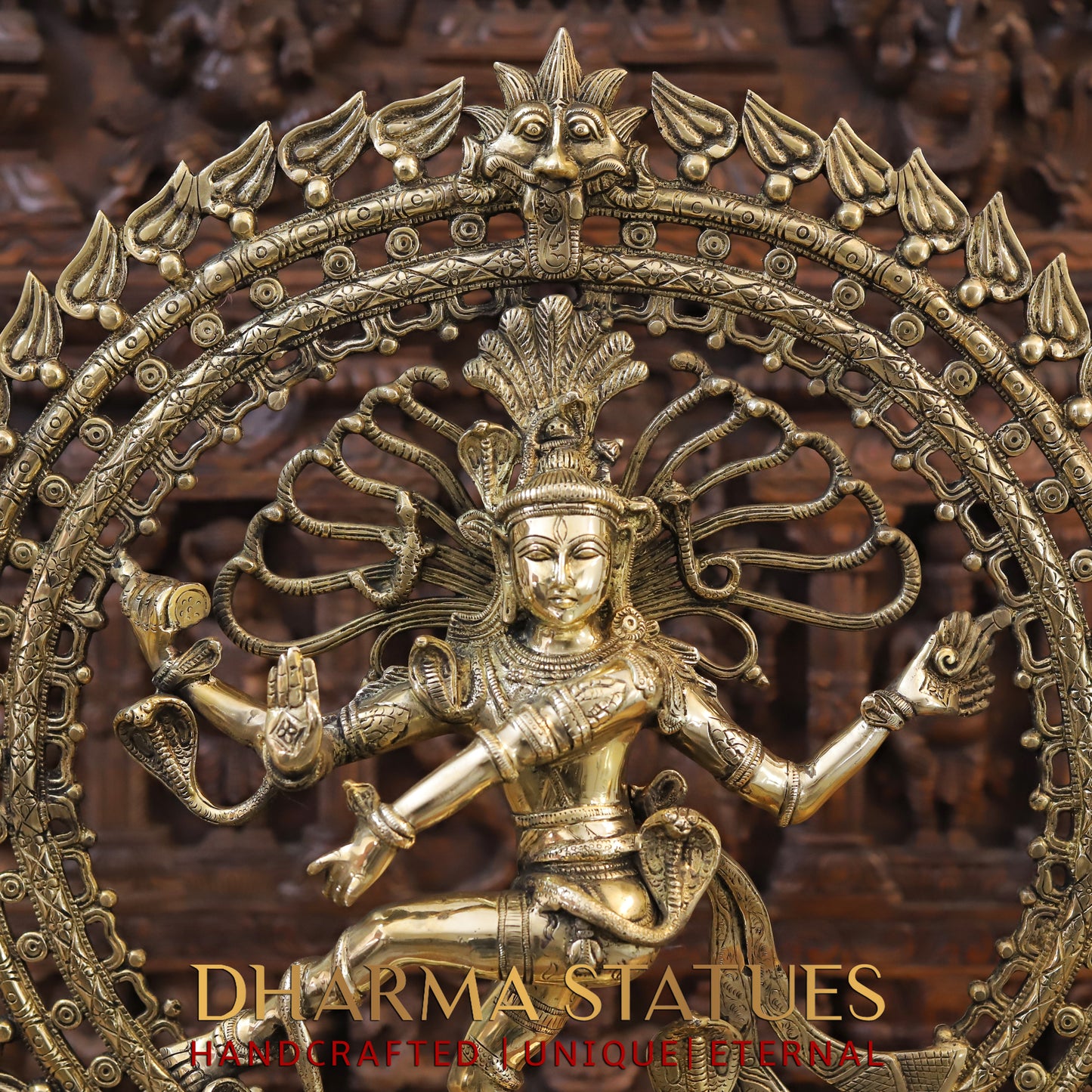 Brass Nataraja, Dancing Shiva, Golden Finish, 27"