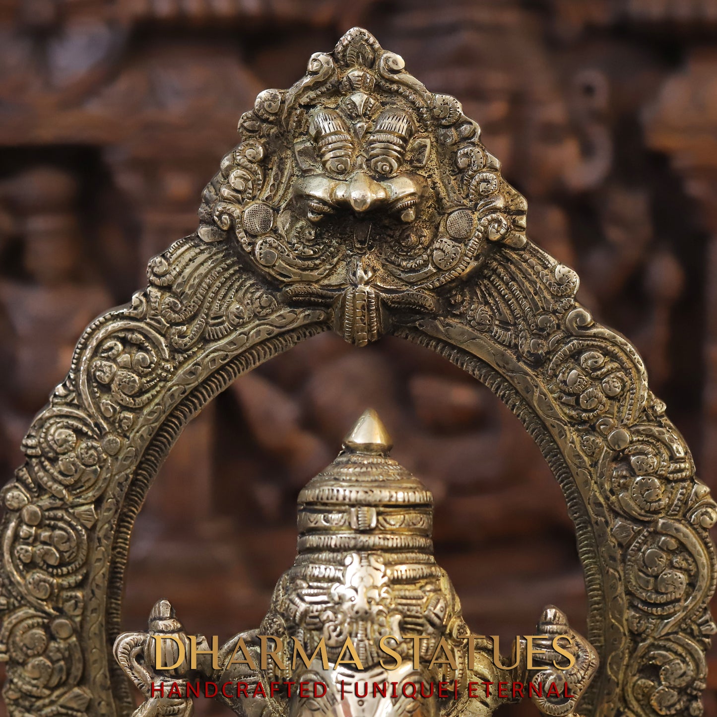Brass Ganesh seated on Throne, Golden Finish, 20"