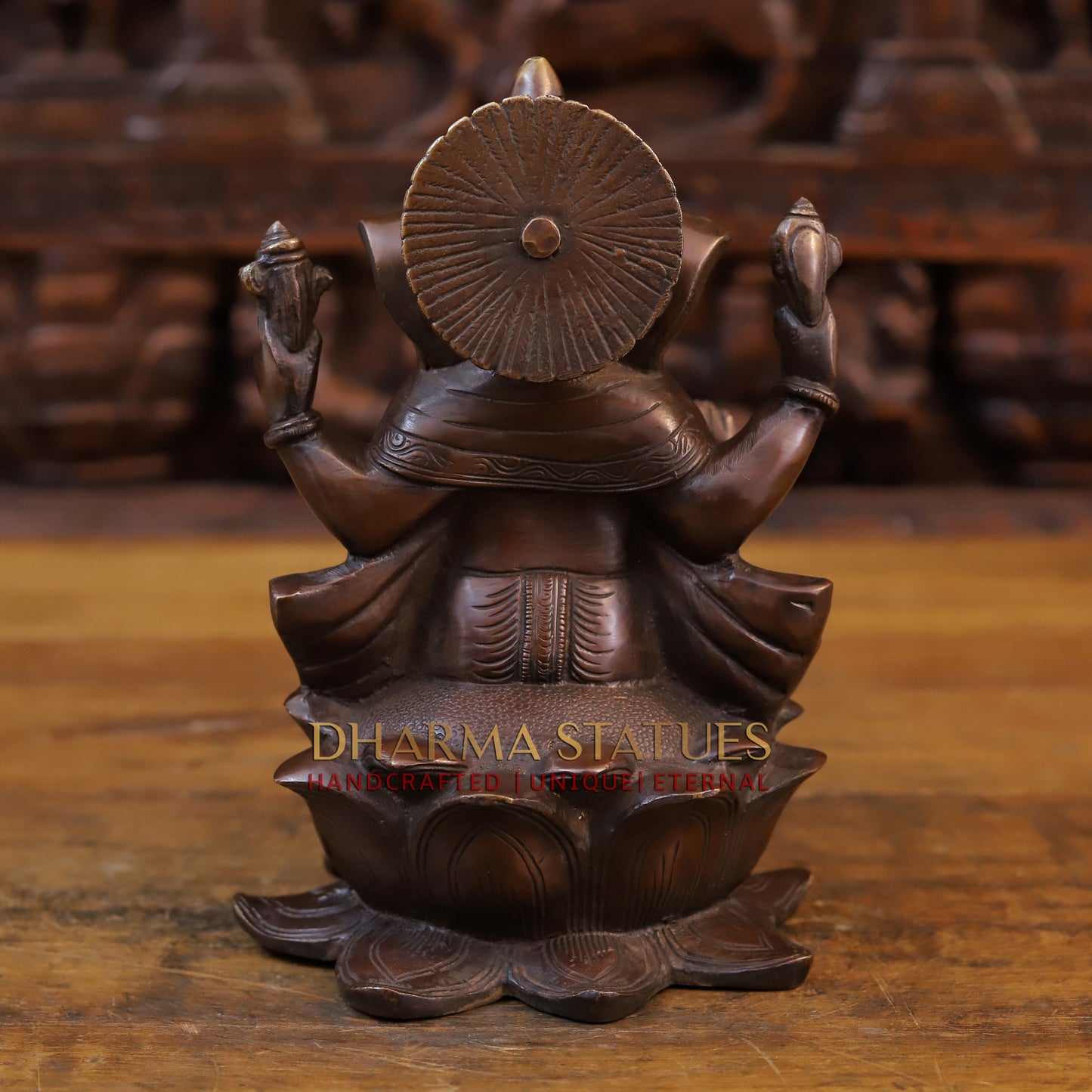 Brass Ganesh Seated on lotus, Copper & Gold Finish, 9"
