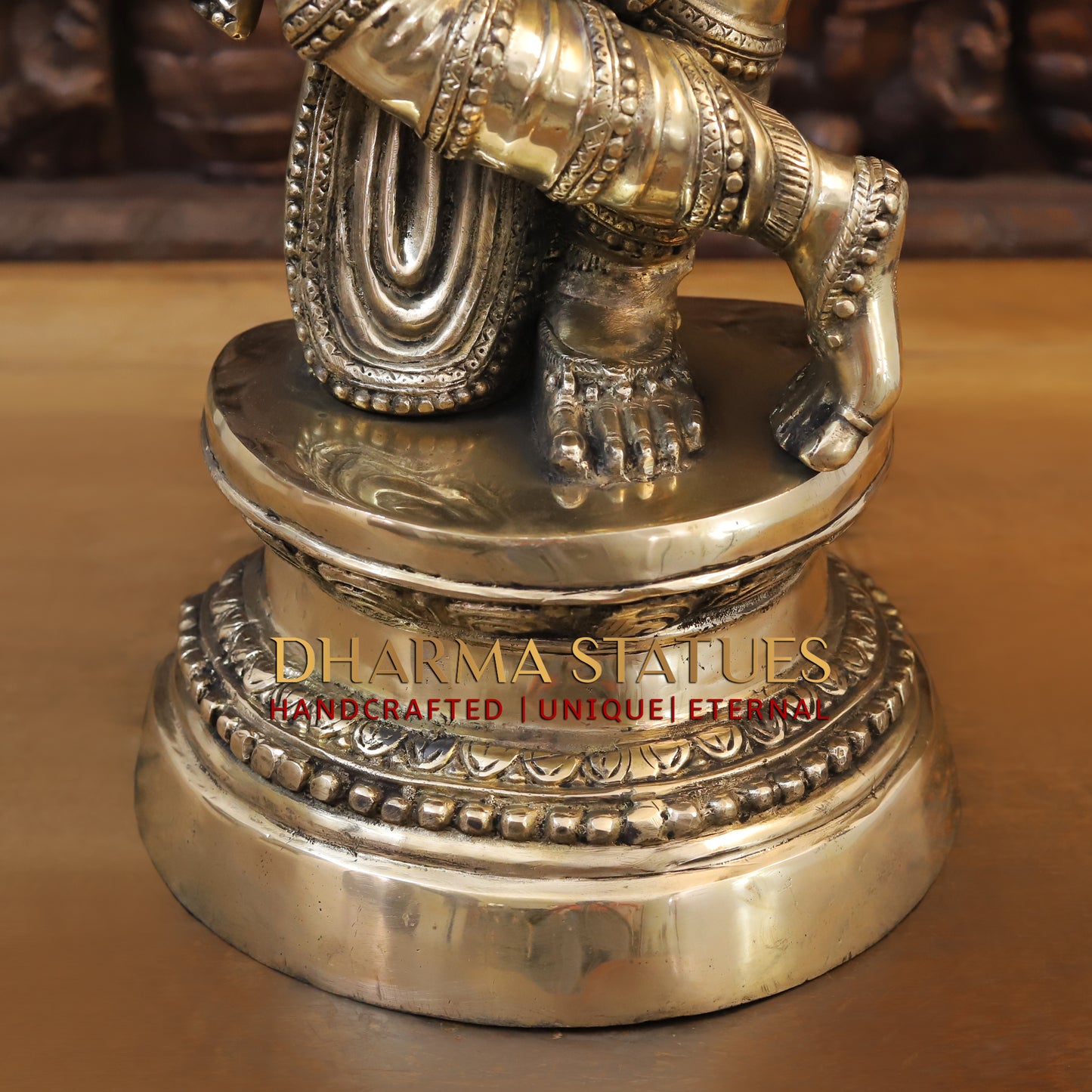 Brass Krishna Playing Flute, Fine Golden Finish, 36.5"