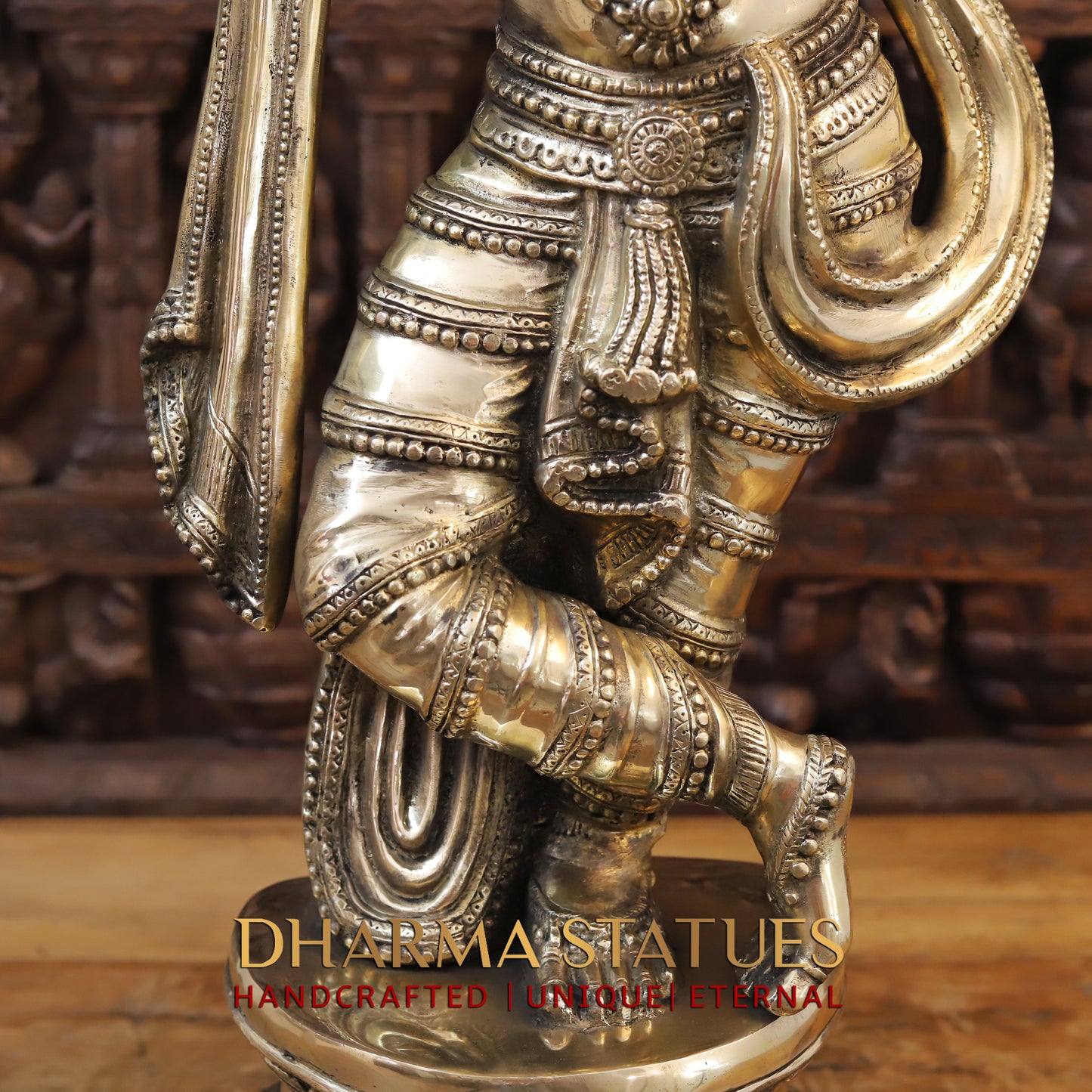 Brass Krishna Playing Flute, Fine Golden Finish, 36.5"