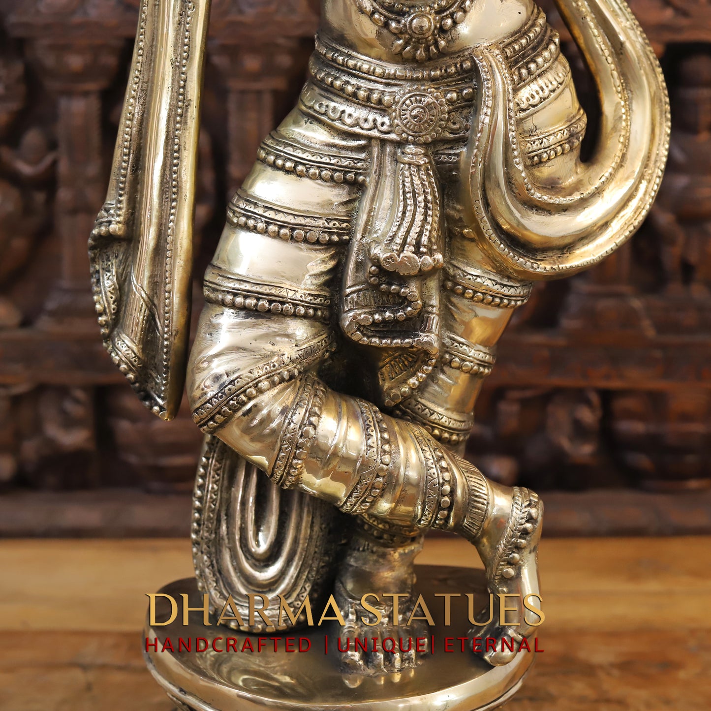 Brass Krishna Playing Flute, Fine Golden Finish, 36.5"