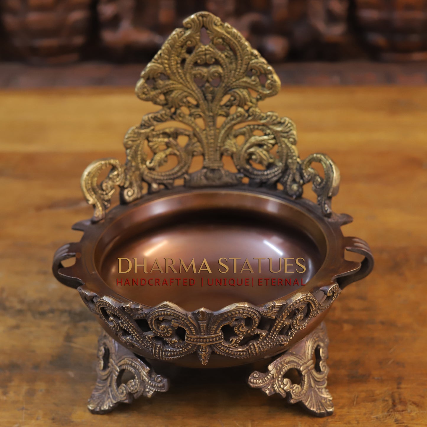 Brass Designer Urli, Copper & Golden Finish, 10"