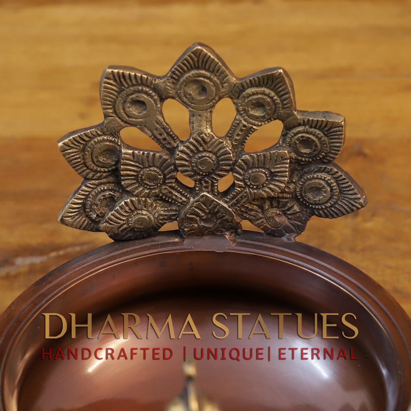 Brass Peacock Urli, Copper & Golden Finish, 7.5"