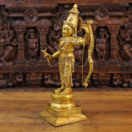 Brass Ram Darbar, God Ram, Laxman, Hanuman & Sita, Fine Gold Finish, 23"