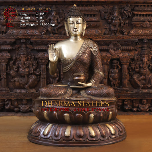 Brass Buddha Idol 33"