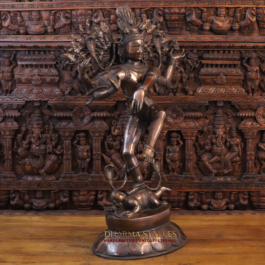Brass Dancing Nataraja –Shiva's Dance of Cosmic Balance, Bronze Finish, 41"