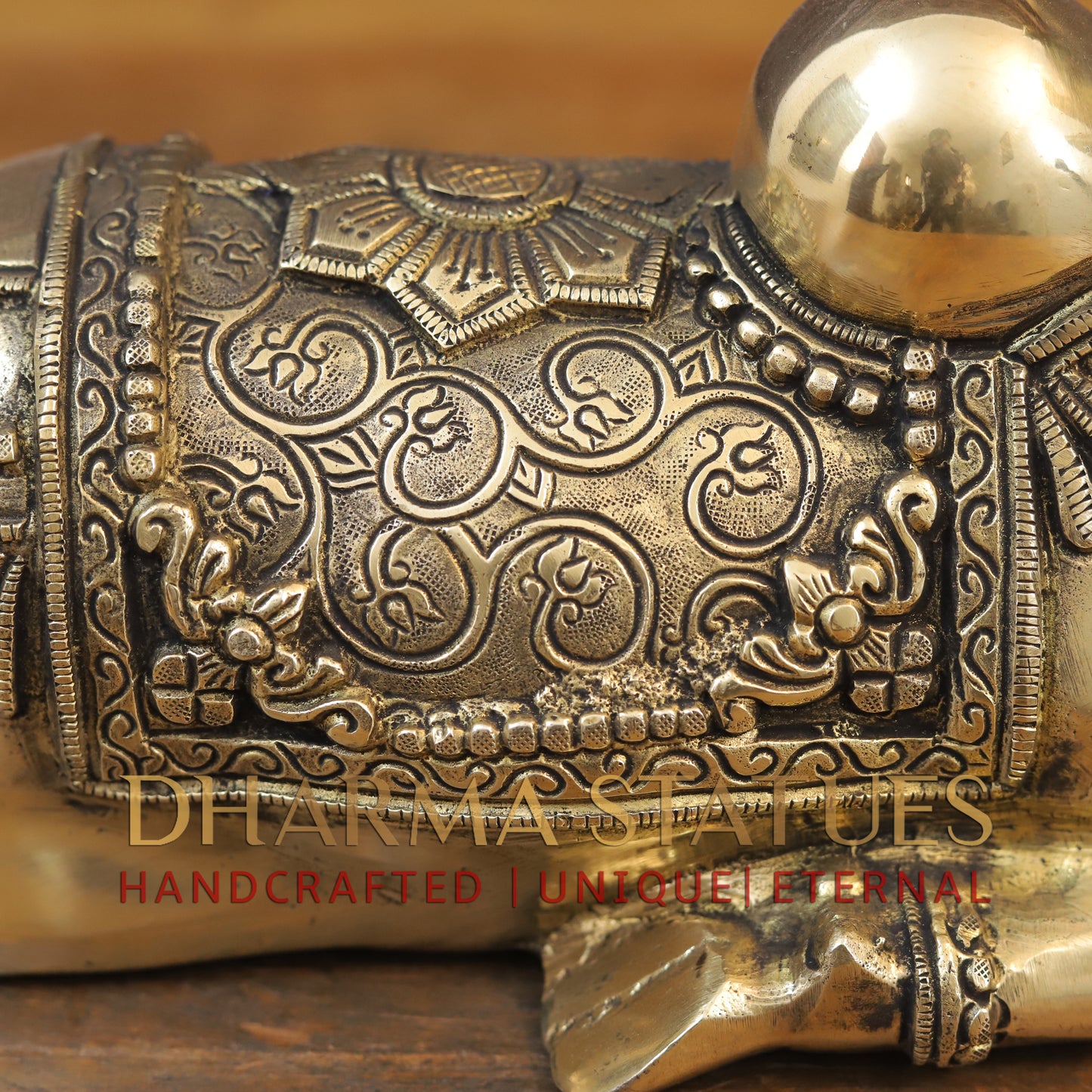 Brass Nandi Statue, Shiva's Timeless Companion, Fine Golden Finish, 7"