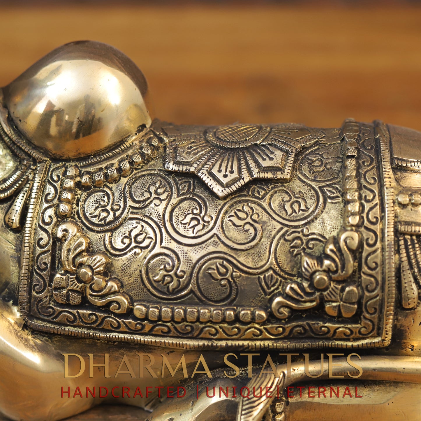 Brass Nandi Statue, Shiva's Timeless Companion, Fine Golden Finish, 7"