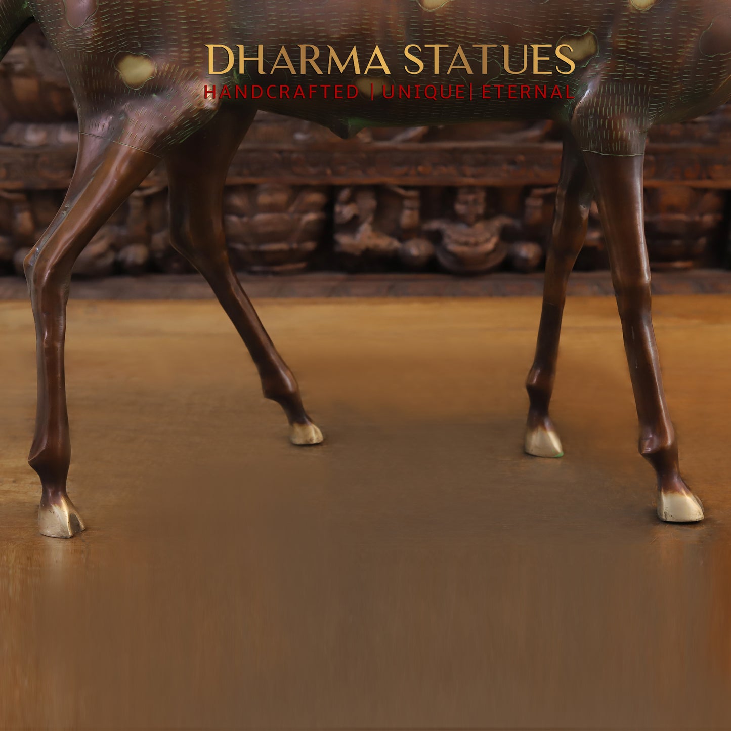 Brass Deer Idol, Standing, Copper Finish 34"