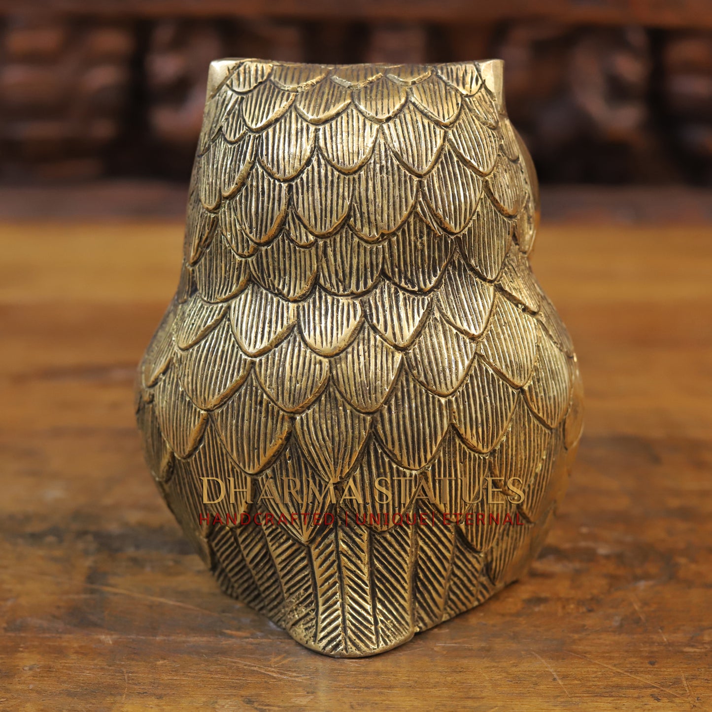 Brass Owl Statue, Fine Golden Finish, 7.5"