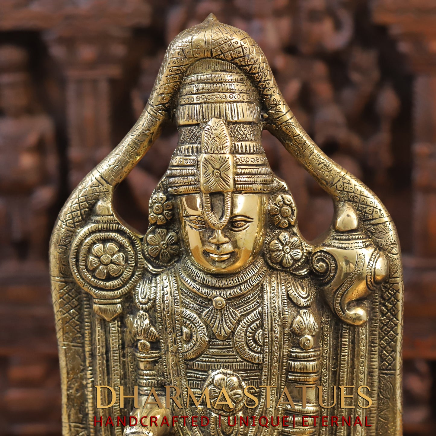Brass Tirupati Balaji Statue, Golden Finish, 19"