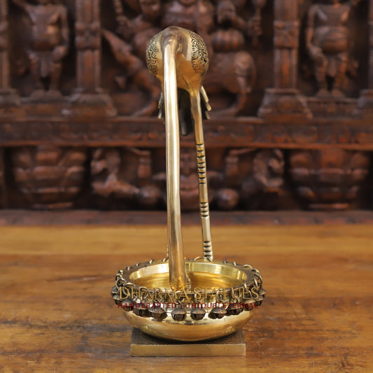 Brass Swan Urli, Golden Finish, 13"