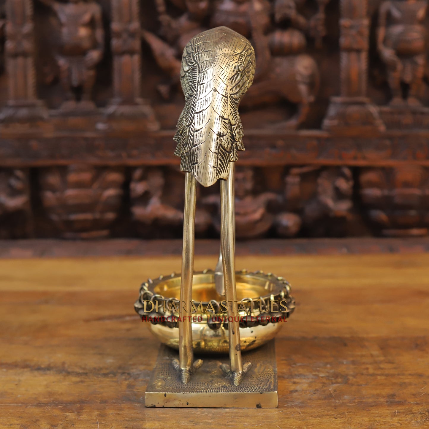 Brass Swan Urli, Golden Finish, 13"