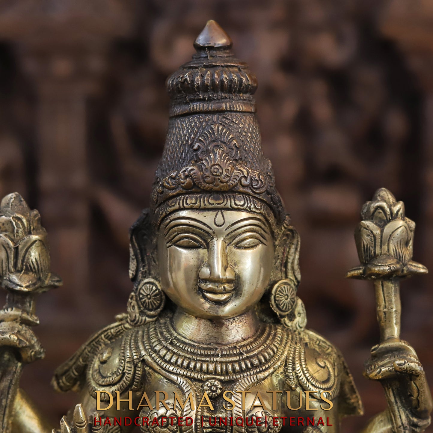 Brass Lakshmi standing on Pedestal, Copper & Gold Finish, 17"