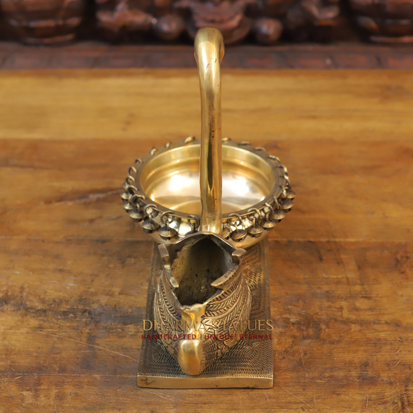 Brass Swan Urli, Golden Finish, 10.5"