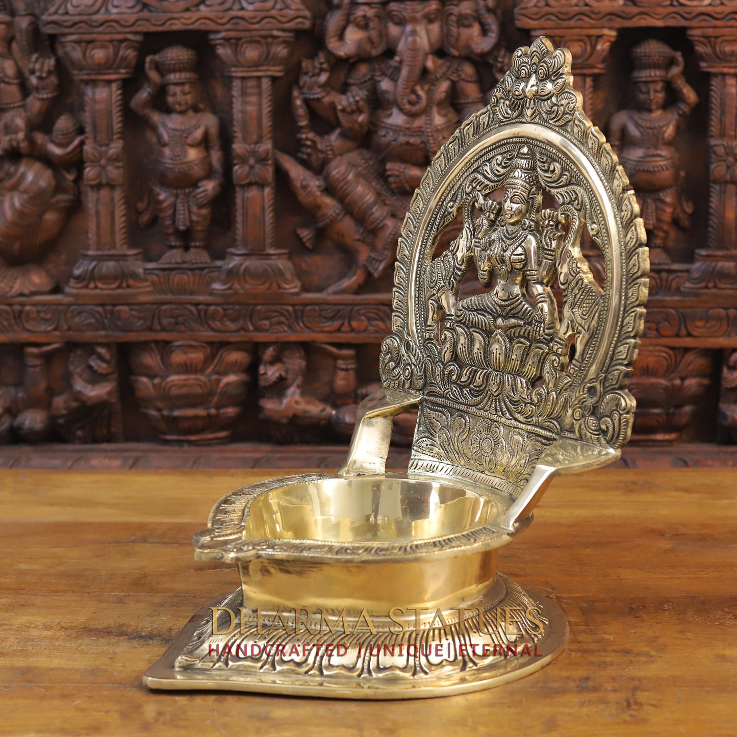 Brass Ganesh Oil Lamp, Golden Finish, 17"