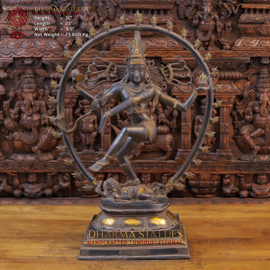 Brass Nataraja, Dancing Shiva, Copper Finish, 31"