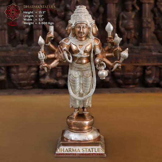 Brass Brahma standing, Copper & Silver Finish, 15.5"