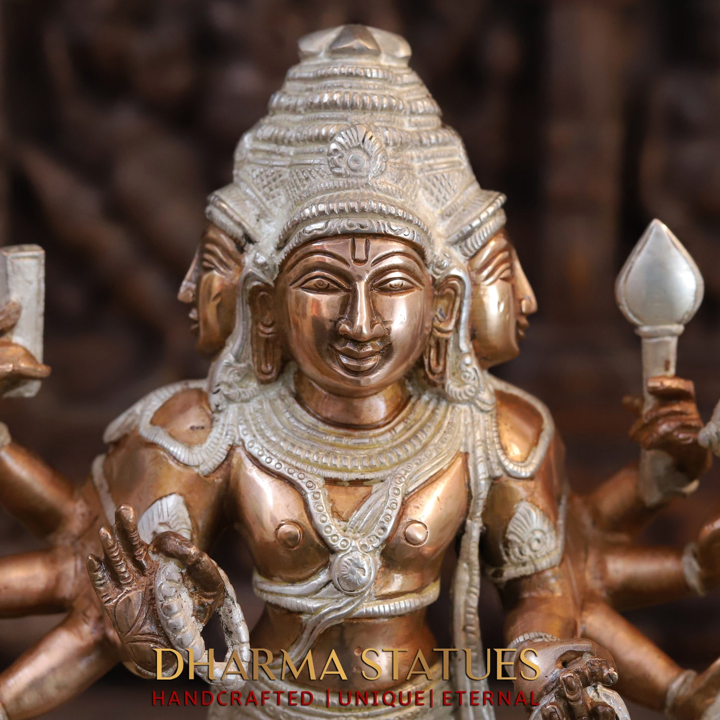 Brass Brahma standing, Copper & Silver Finish, 15.5"