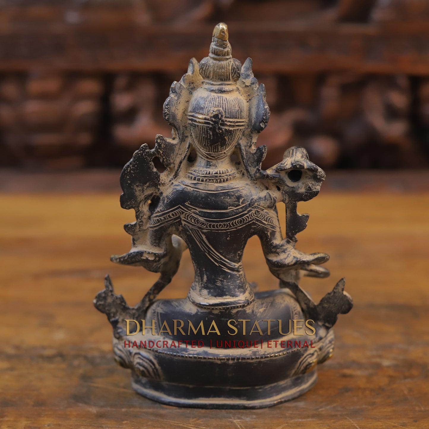Brass Tara seated, Black Patina & Golden Finish, 8"
