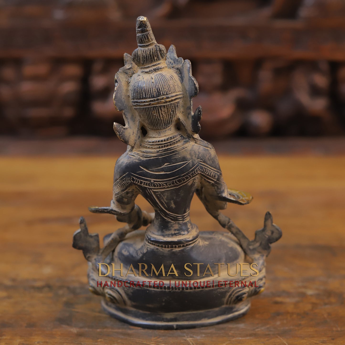 Brass Tara seated, Black Patina & Golden Finish, 8.5"