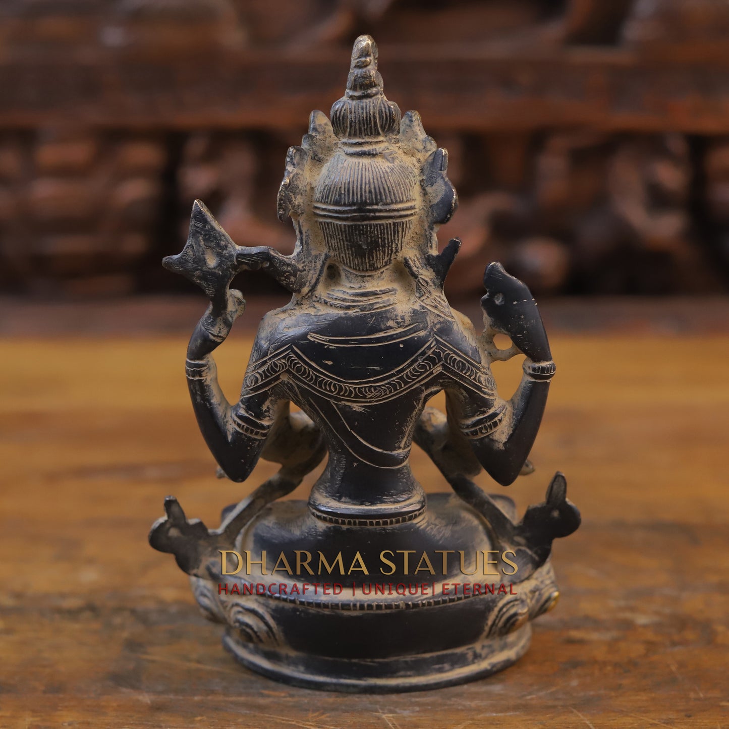 Brass Tara seated, Black Patina & Golden Finish, 8"