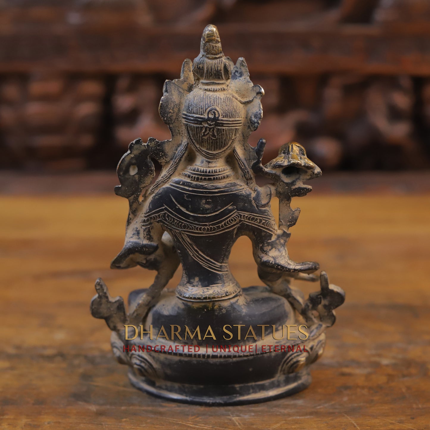 Brass Tara seated, Black Patina & Golden Finish, 8"