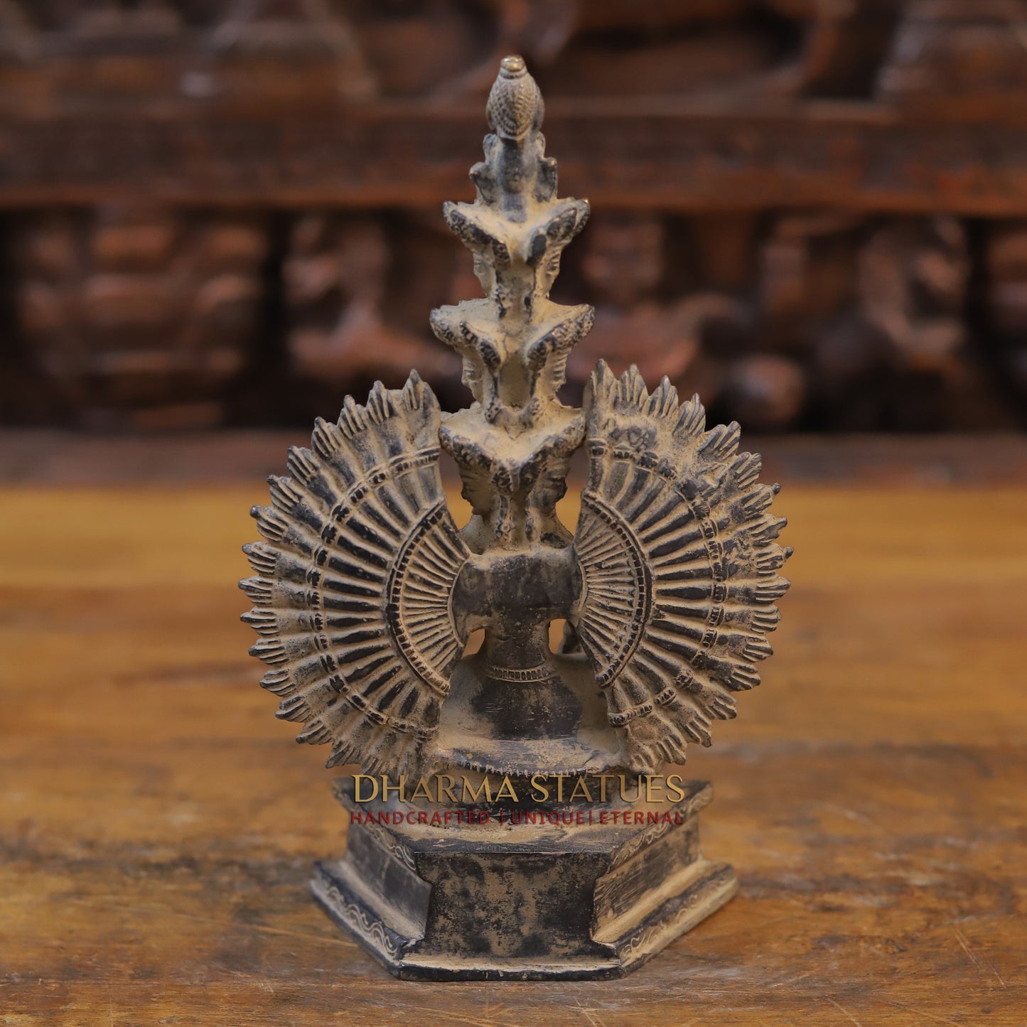 Brass Avalokiteshvara Buddha, Fine Golden Finish, 9.5"