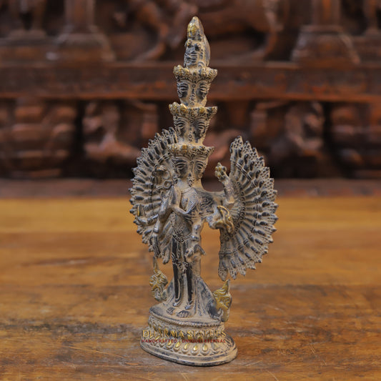 Brass Avalokiteshvara Buddha Standing, Fine Golden Finish, 8.5"
