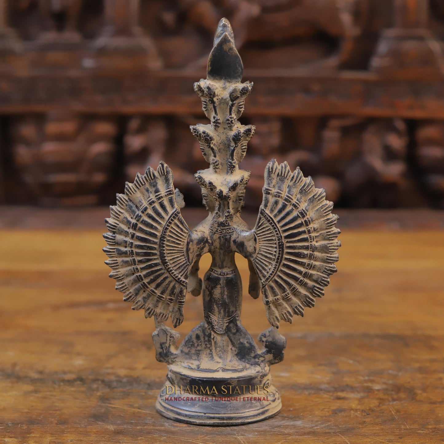 Brass Avalokiteshvara Buddha Standing, Fine Golden Finish, 8.5"