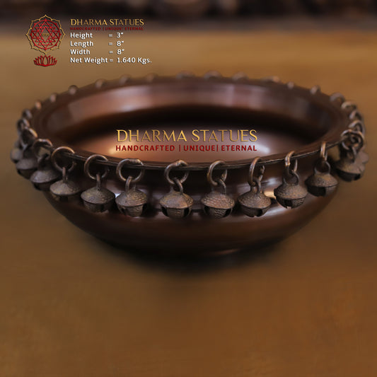 Brass Urli with Bells, Copper Finish, 3"
