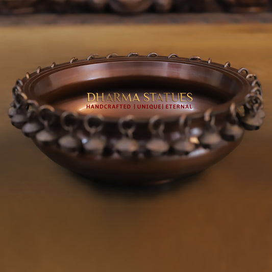 Brass Urli with Bells, Copper Finish, 3"