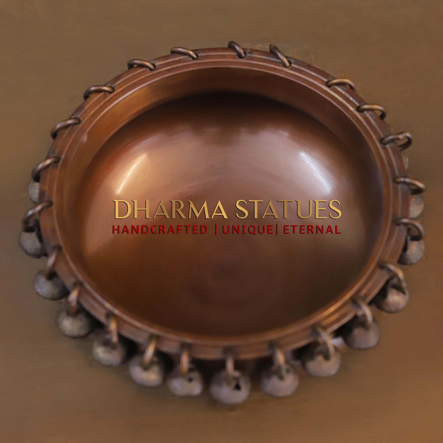 Brass Urli with Bells, Copper Finish, 2.5"