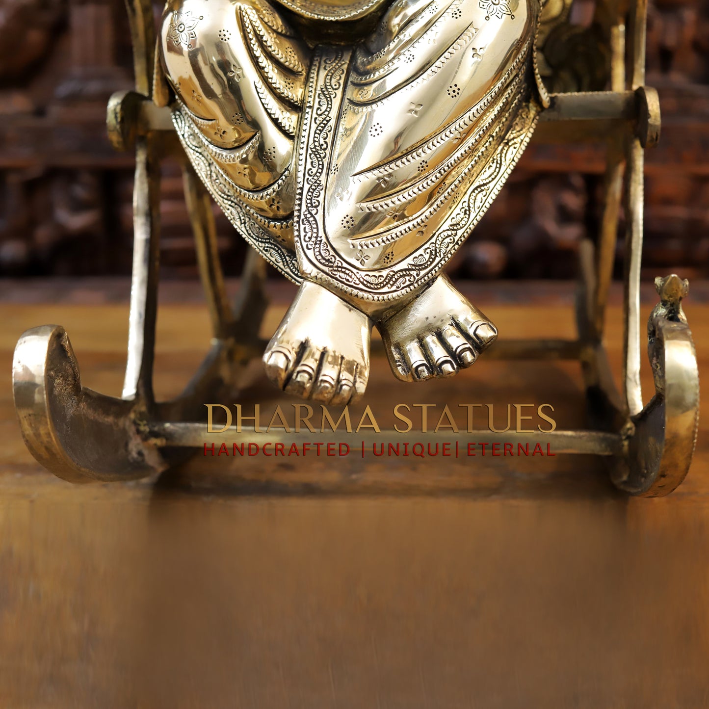 Brass Ganesh sitting on a Chair, Reading a Book, Golden Finish, 24"