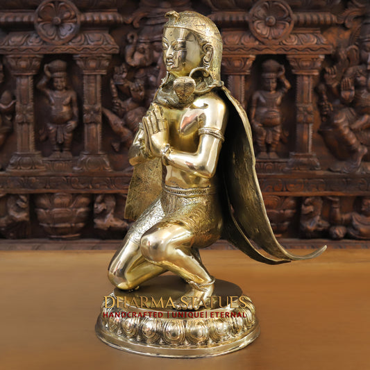 Brass Garuda Statue, Fine Golden Finish 21"