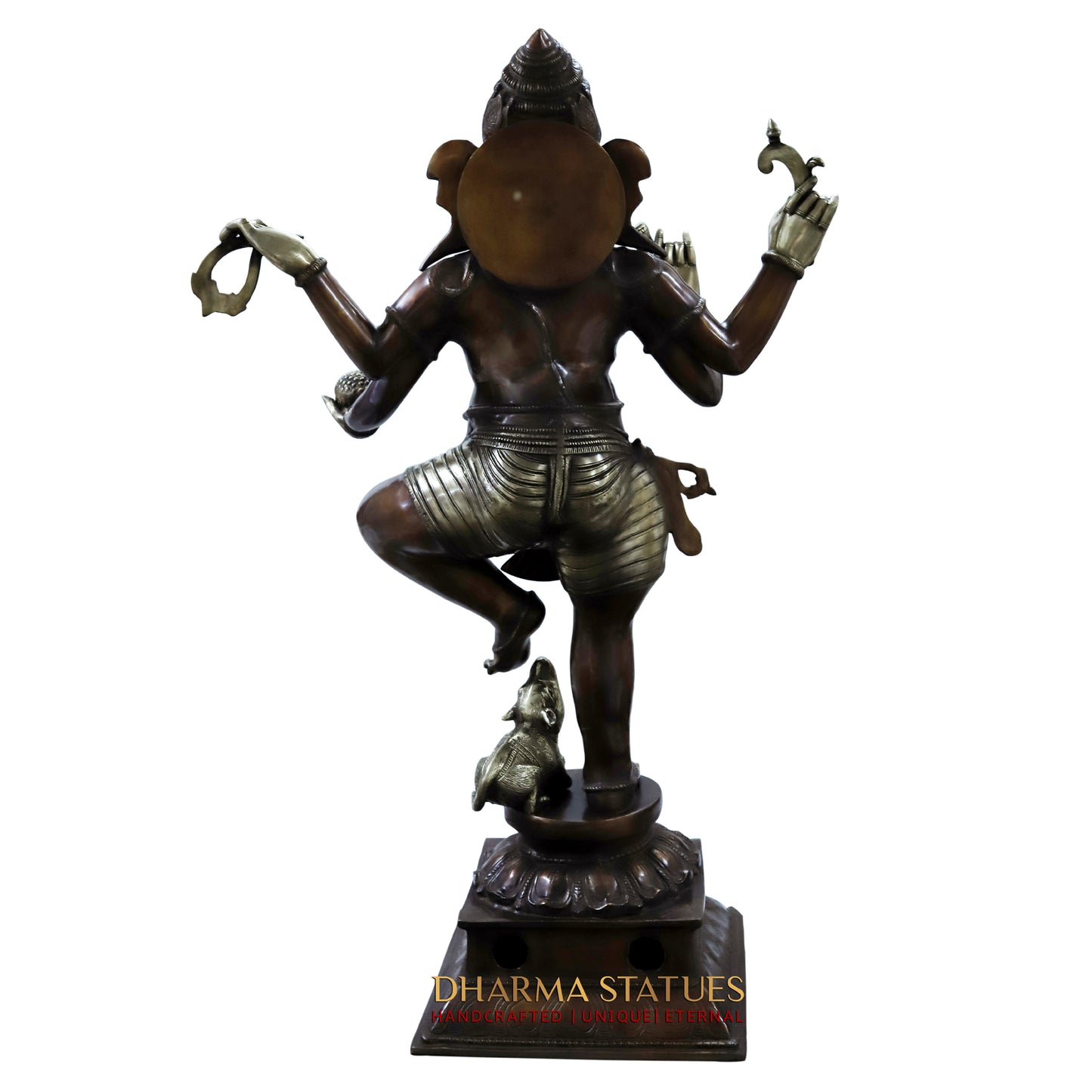 Brass Nritya Ganapati Statue with Shakti, Copper Finish, 63"