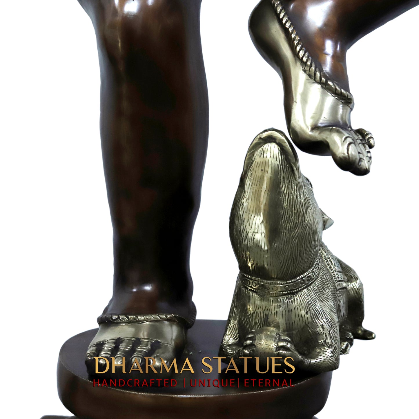 Brass Nritya Ganapati Statue with Shakti, Copper Finish, 63"
