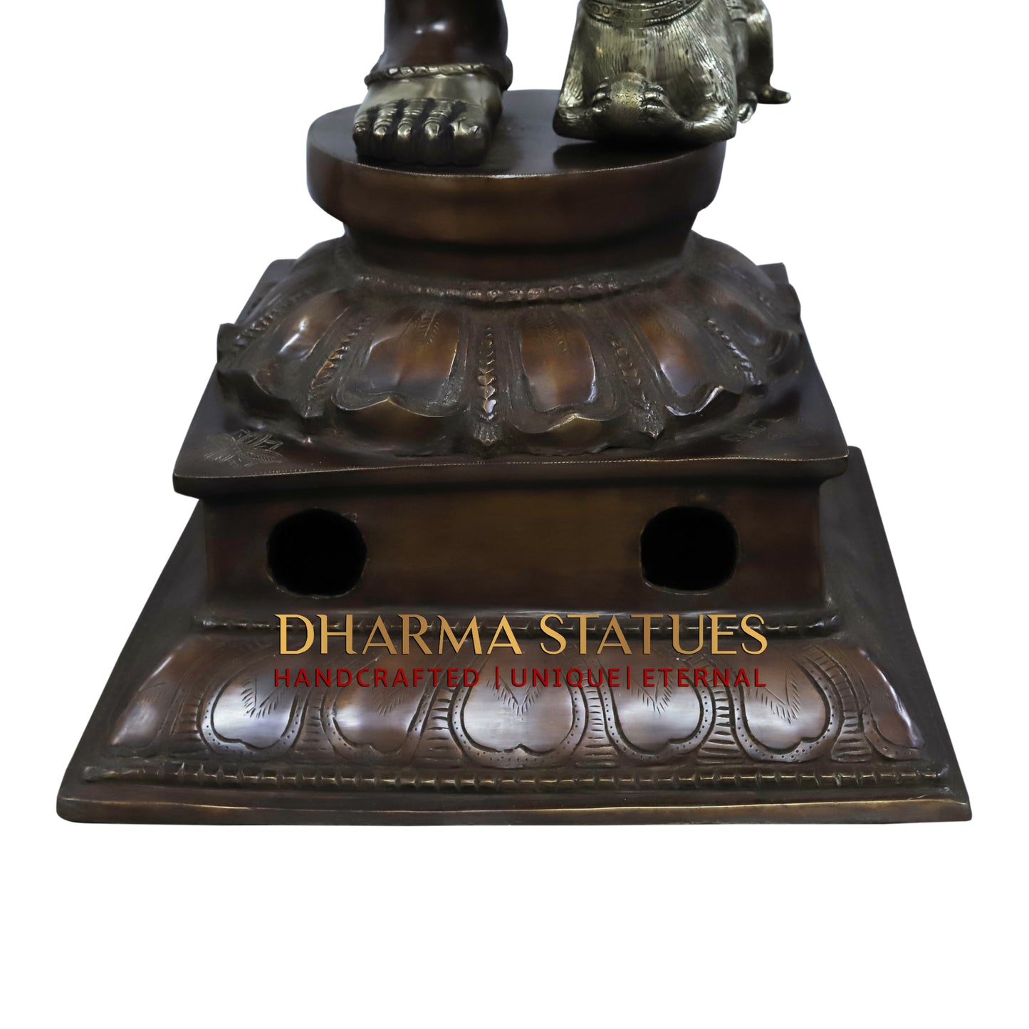 Brass Nritya Ganapati Statue with Shakti, Copper Finish, 63"