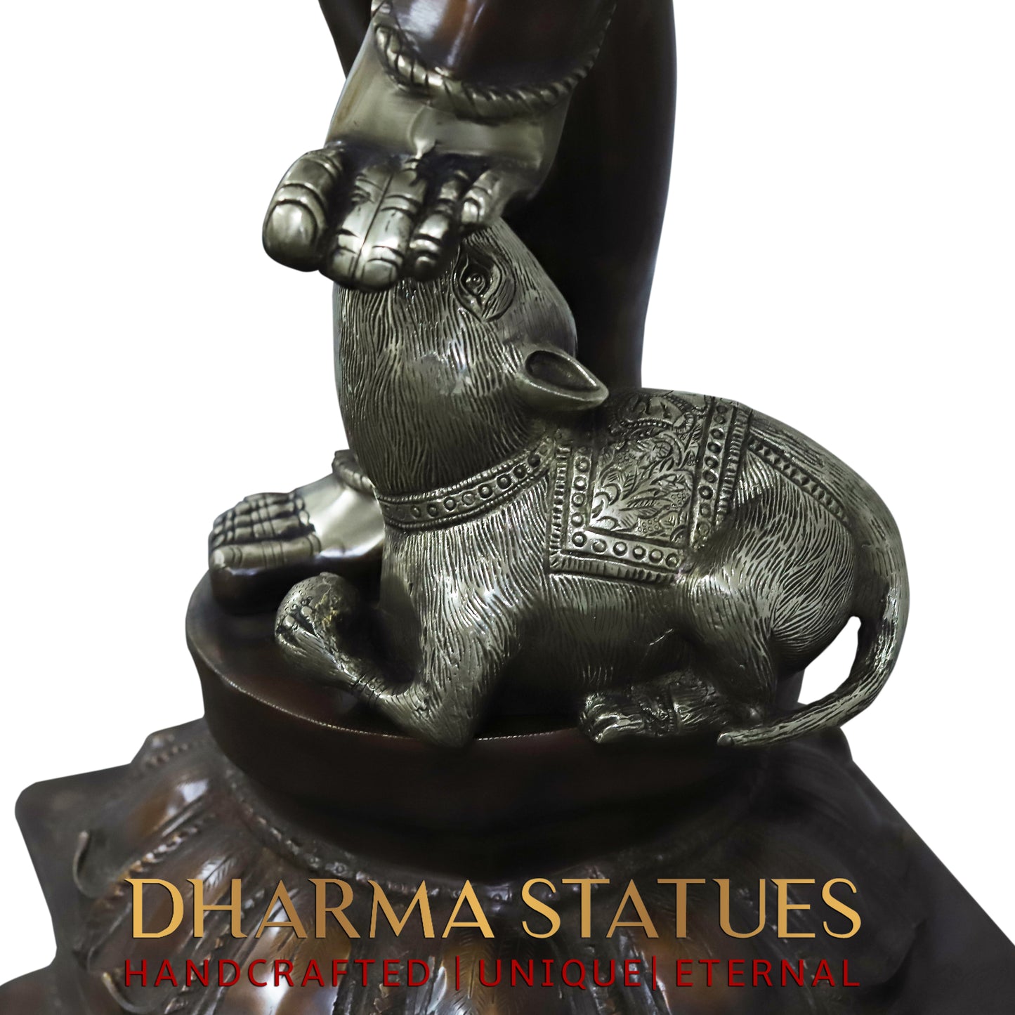 Brass Nritya Ganapati Statue with Shakti, Copper Finish, 63"