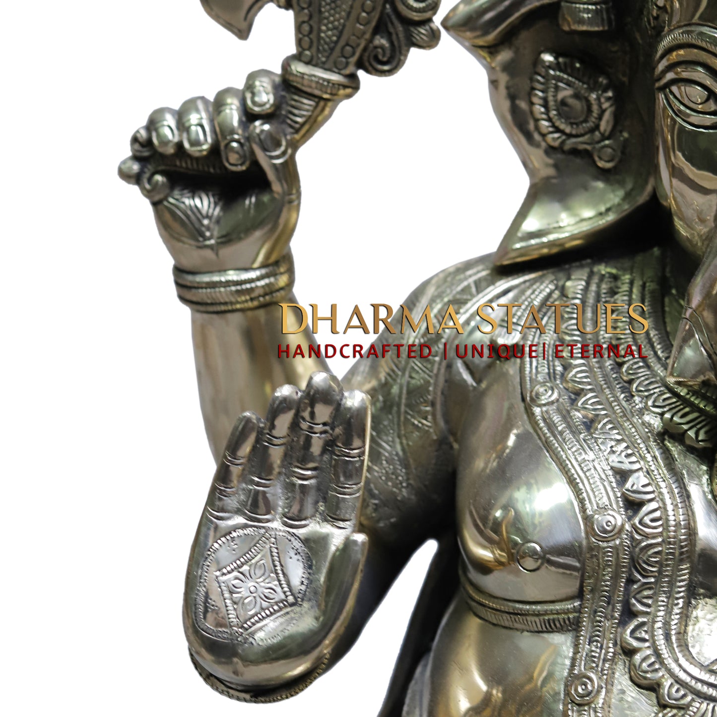 Brass Ganesh Seated, Silver Statue, 20"