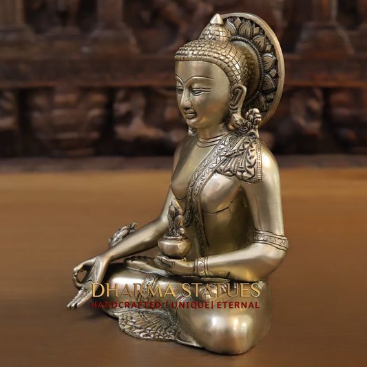 Brass Tibetan Buddhist, Fine Gold Finish, 10"