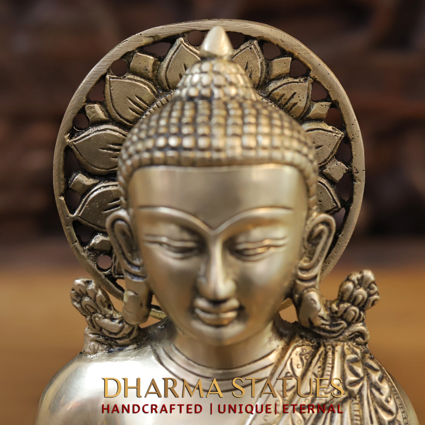 Brass Tibetan Buddhist, Fine Gold Finish, 10"