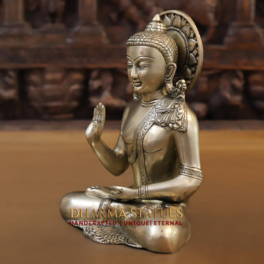 Brass Tibetan Buddhist, Fine Gold Finish, 10"