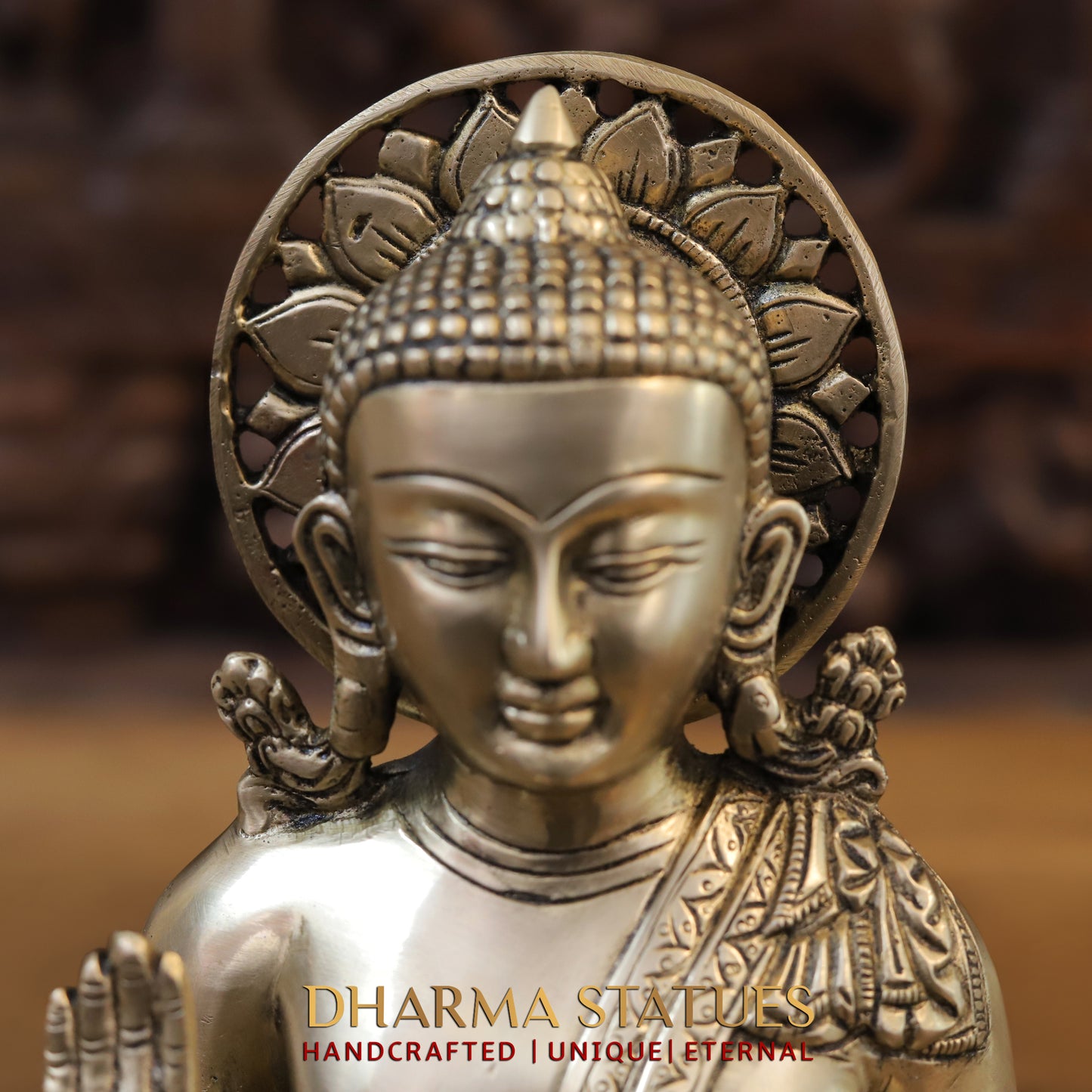 Brass Tibetan Buddhist, Fine Gold Finish, 10"