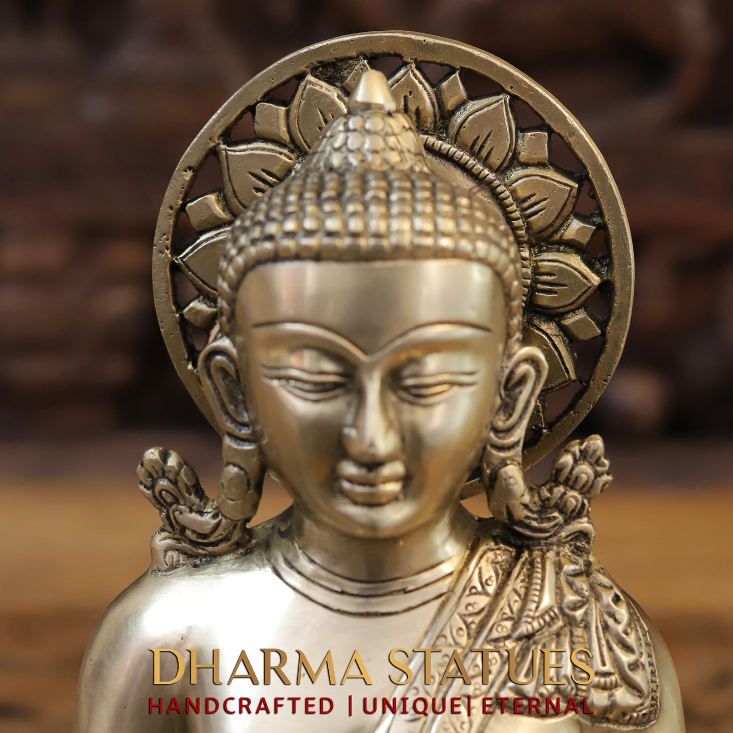 Brass Buddha in Varada Mudra, Golden Finish, 10"